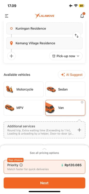 Berapa Tarif Pindahan Blind Van di Lalamove?