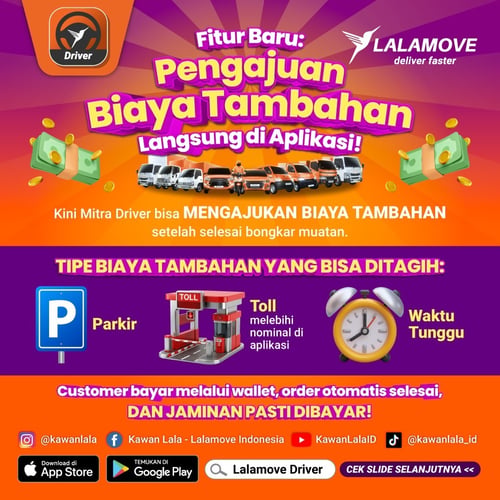 fitur pengajuan biaya tambahan driver
