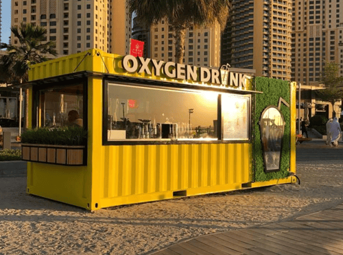 Desain Booth Container Warna Cerah