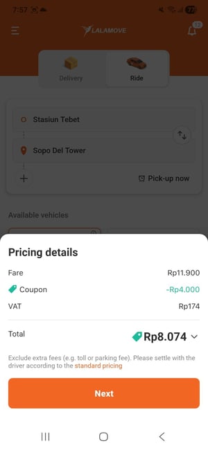 tarif terjangkau lalamove ride