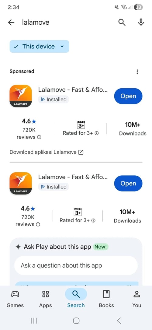 Download dan Install Aplikasi Lalamove