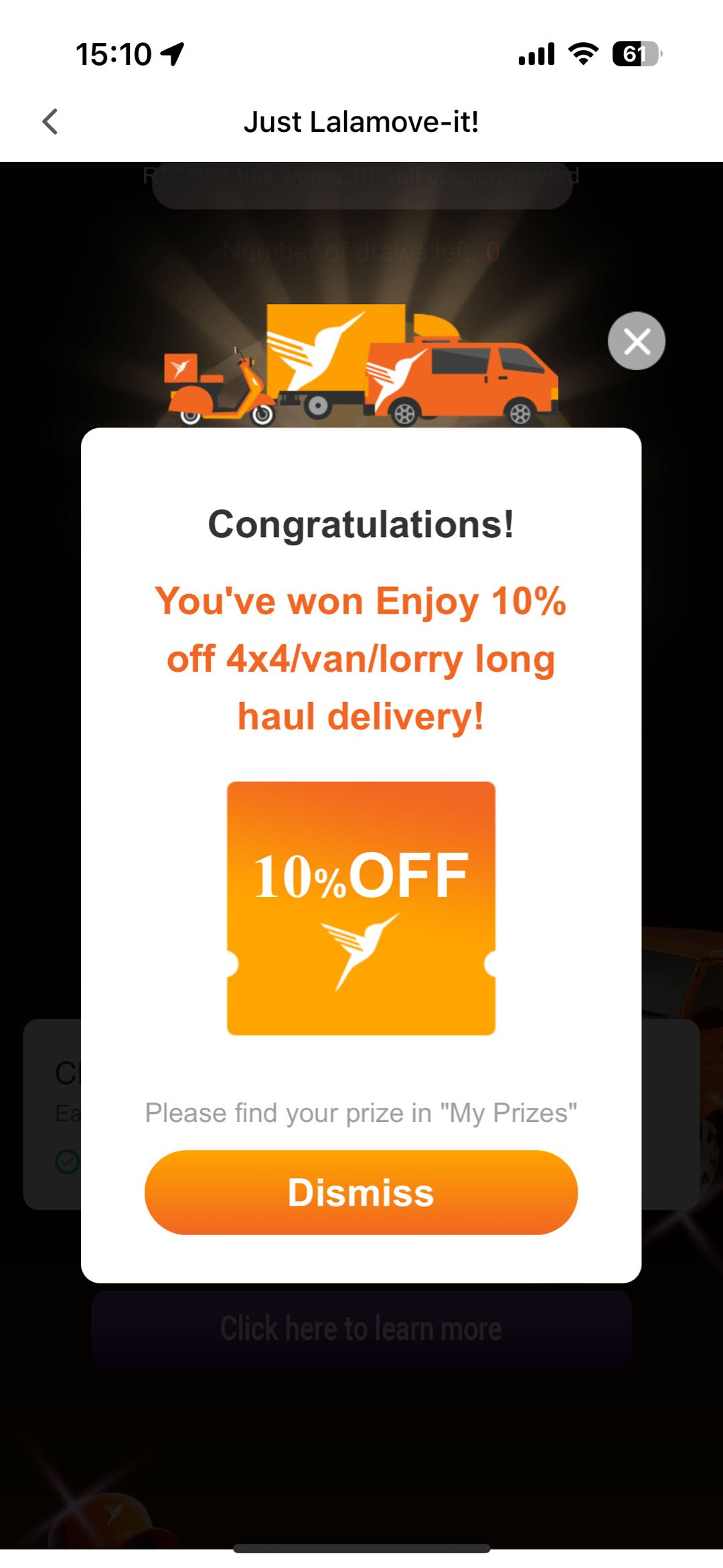 10% off prize for Just Lalamove-it 2024