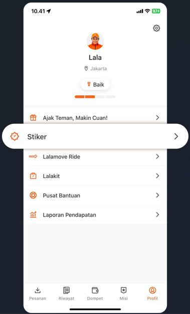Buka profil dan stiker