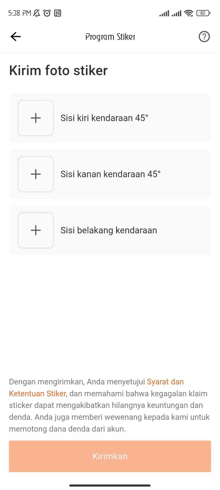 Ambil foto kendaraan dari tiga sisi (Sisi Serong Kiri 45°, Sisi Serong Kanan 45° & Sisi Belakang Kendaraan)