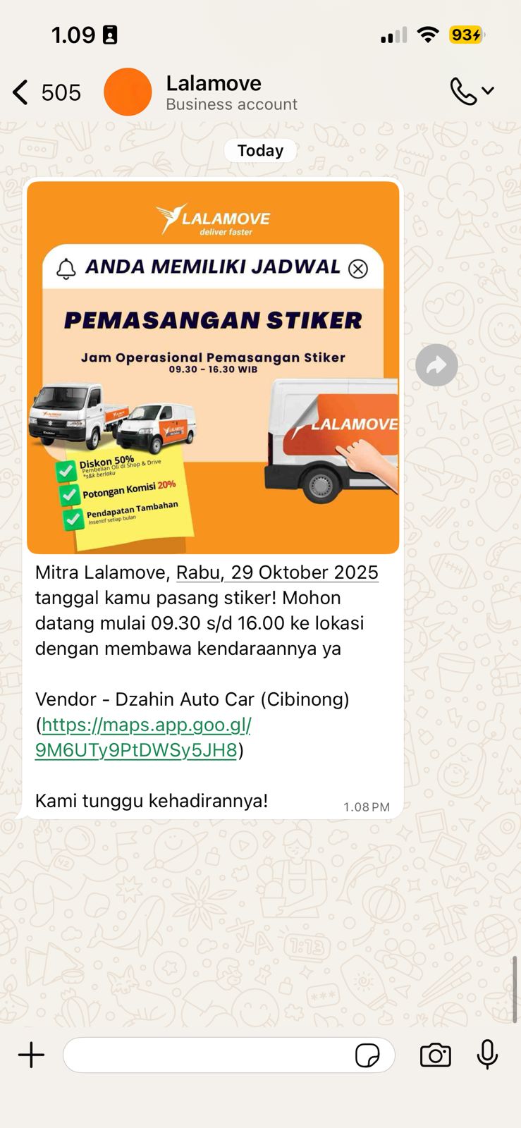 Bisa langsung datang sesuai jadwal dan lokasi