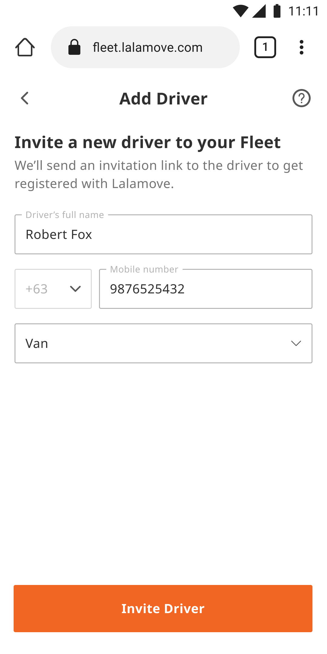 Driver registration