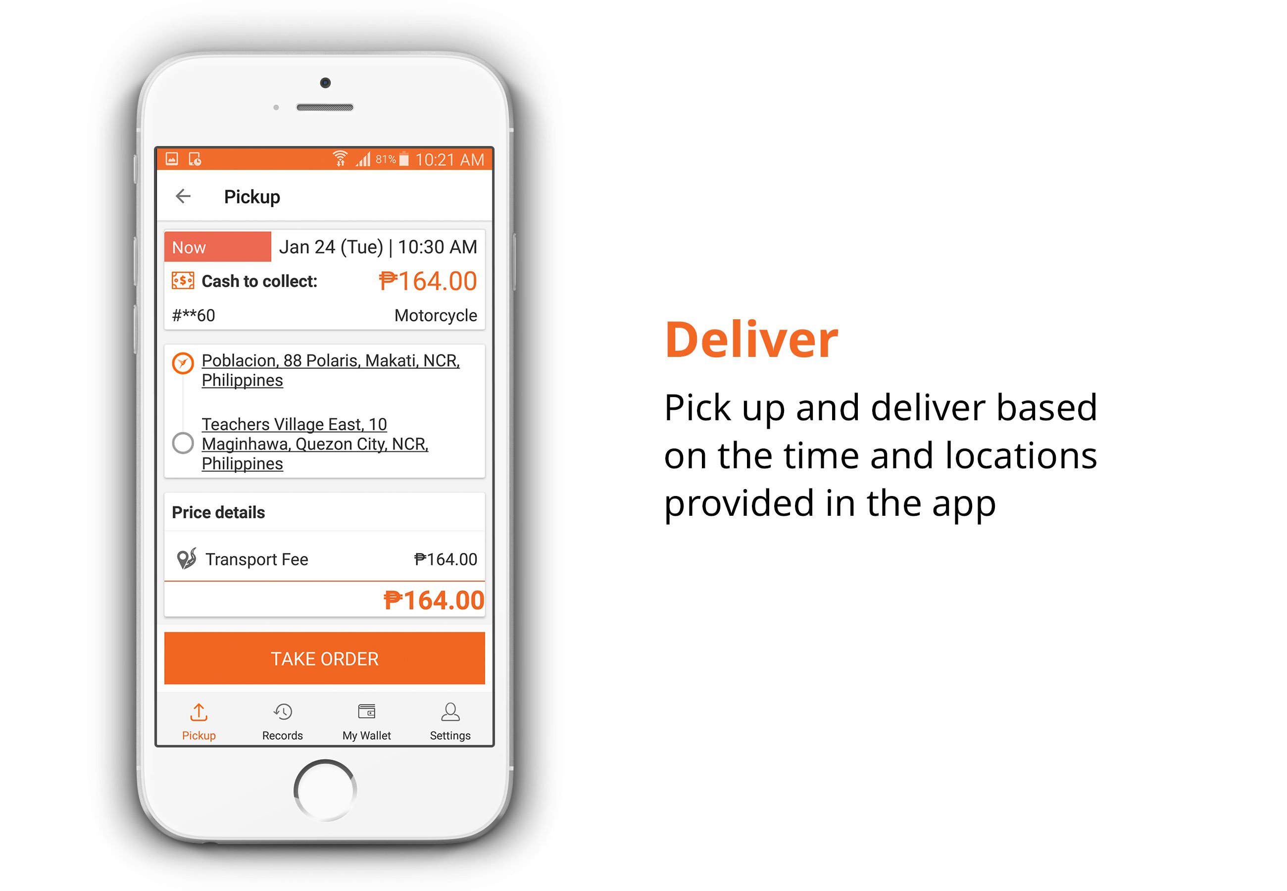 lalamove help pick up and deliver timings and locations in app