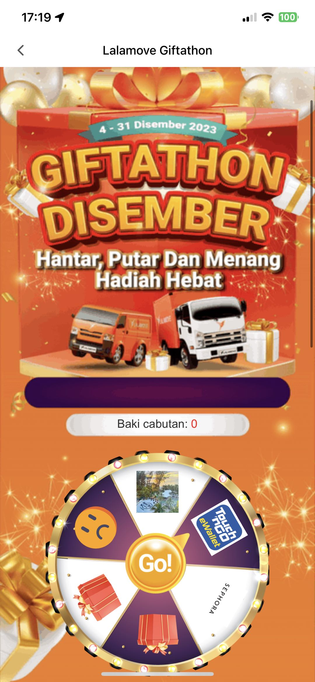 Giftathon Disember langkah 2 dan langkah 3 dalam aplikasi Lalamove