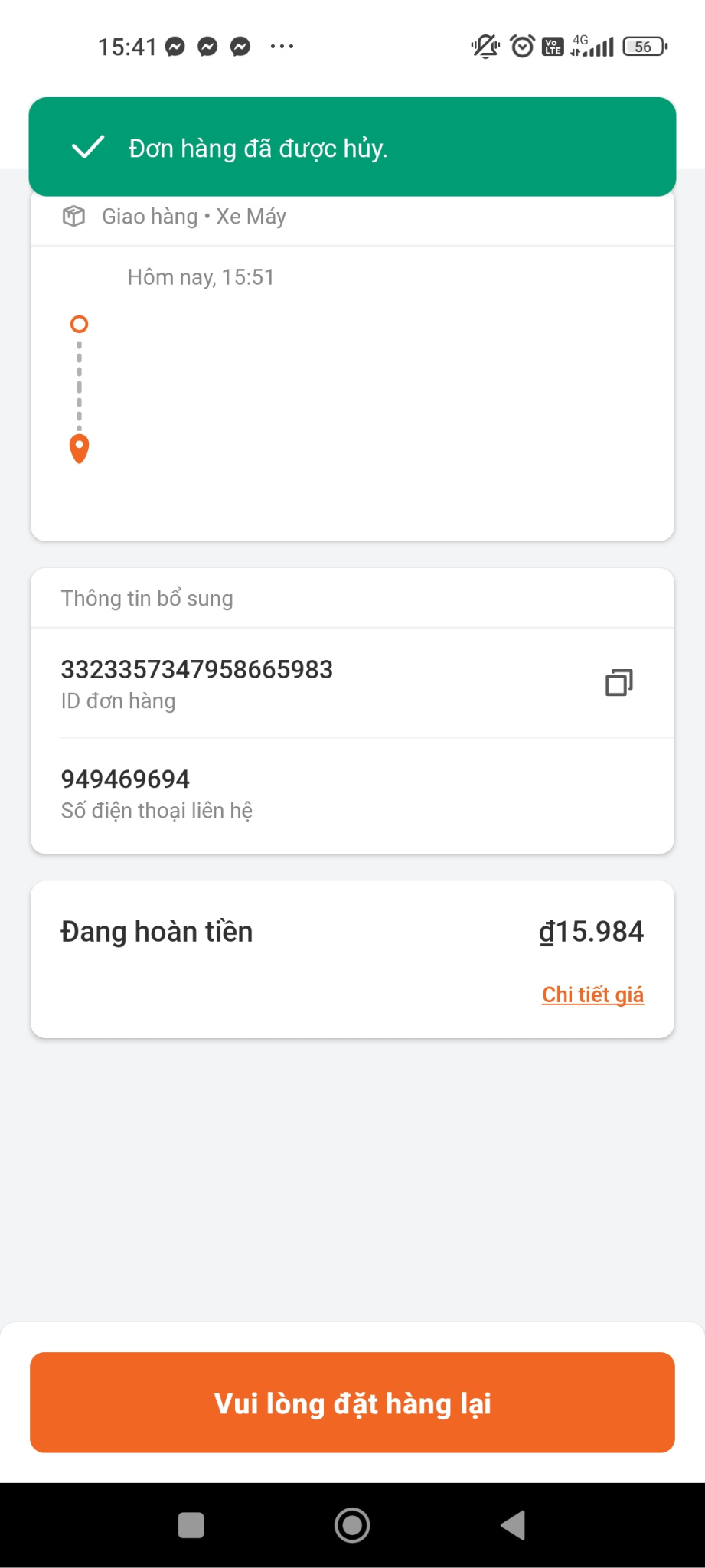 Hủy đơn thành công