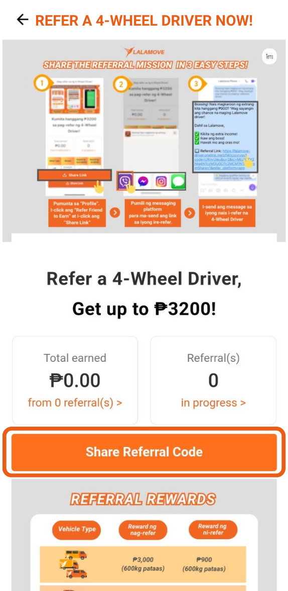 Driver Share Code Driver-Refer-Driver Program | Lalamove Philippines