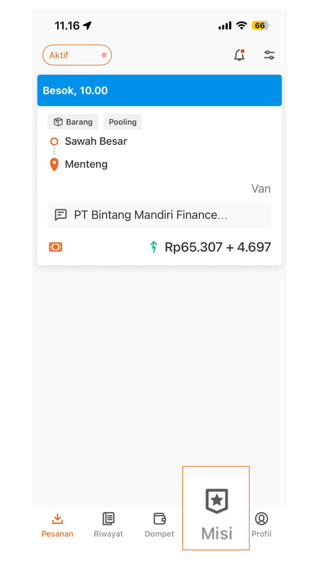 Klik menu “MISI”