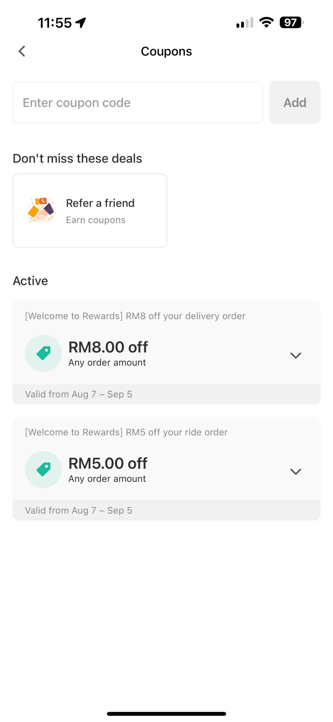 Lalamove delivery and ride coupon screenshot