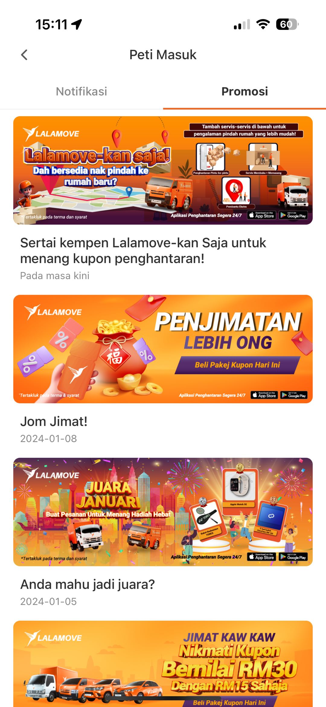 Lalamove promotion page for Lalamove-kan saja 2024 BM