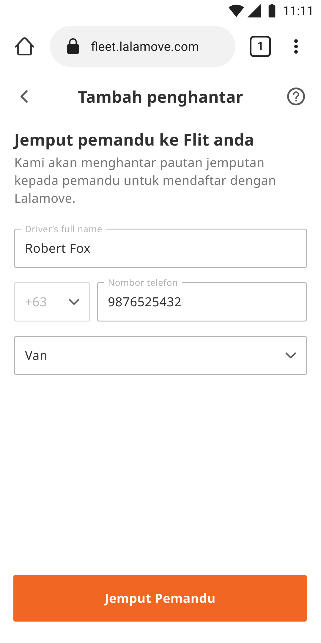 MS - Form - Invite Driver