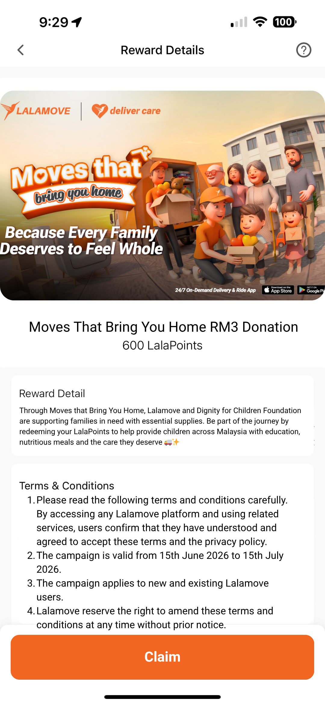 Moves That Bring You Home RM3 Donation