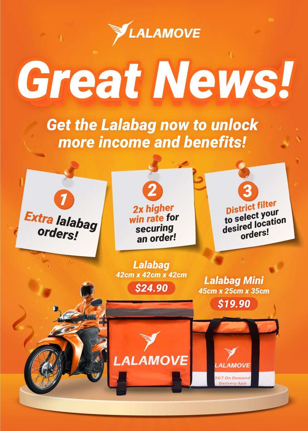 Lalamove - Enjoy convenience and take on more jobs with the Lalabag!