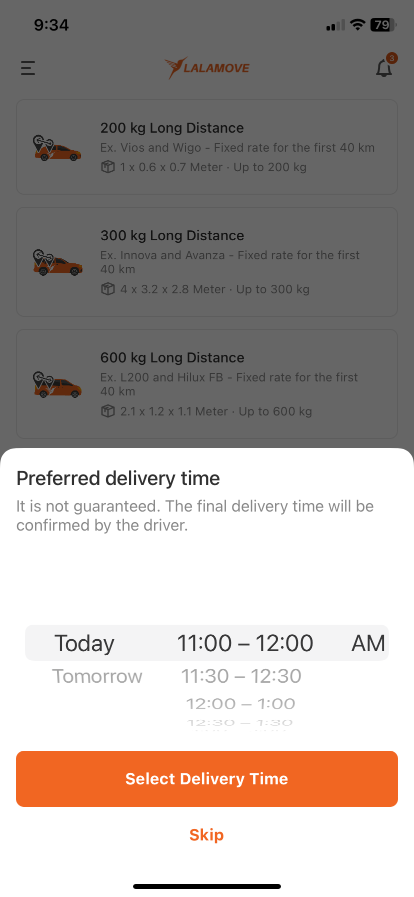 Select Preferred Delivery Time (Fulll)