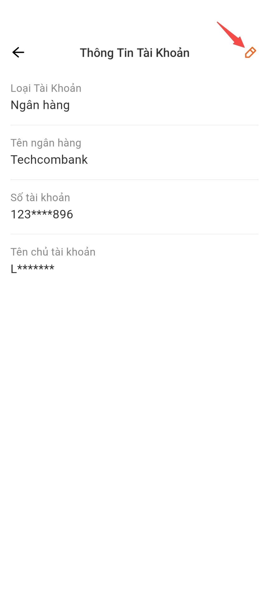 UI chỉnh sửa TKNH