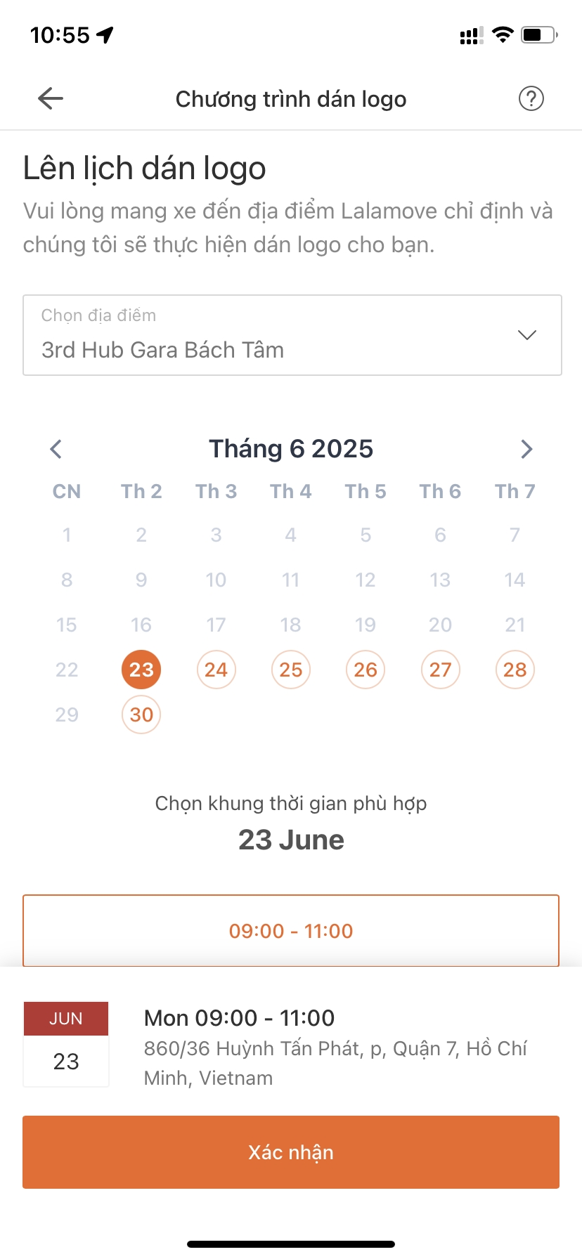 UI lịch dán Logo Bách Tâm