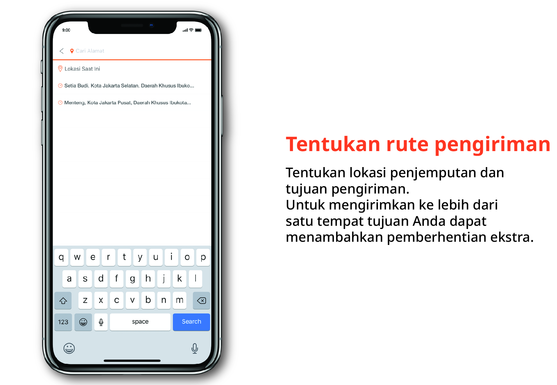 Tentukan rute pengiriman