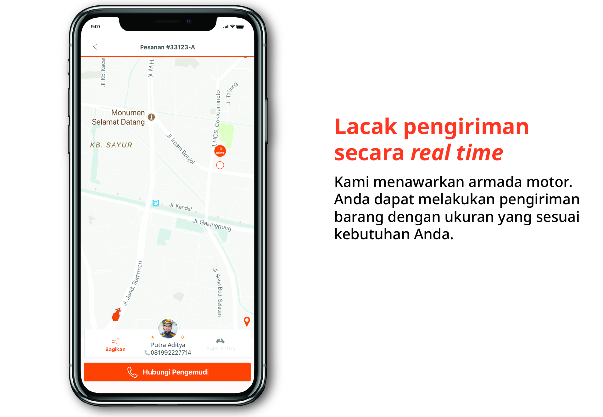 Lacak pengiriman secara real time