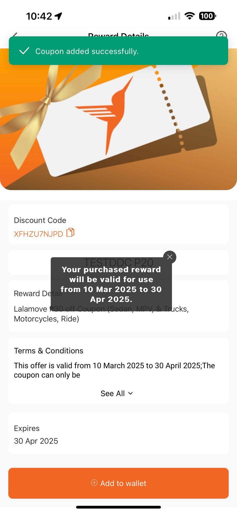 Coupon added successful