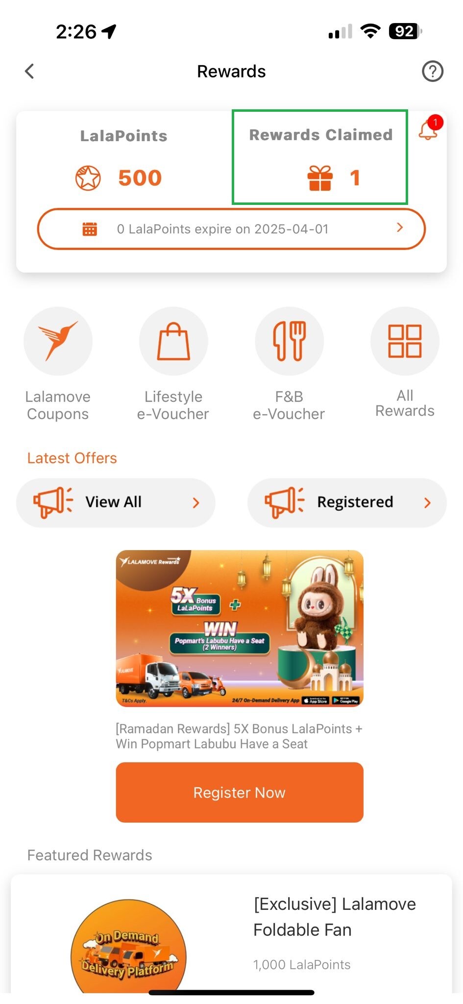 LALAMOVE REWARDS PAGE