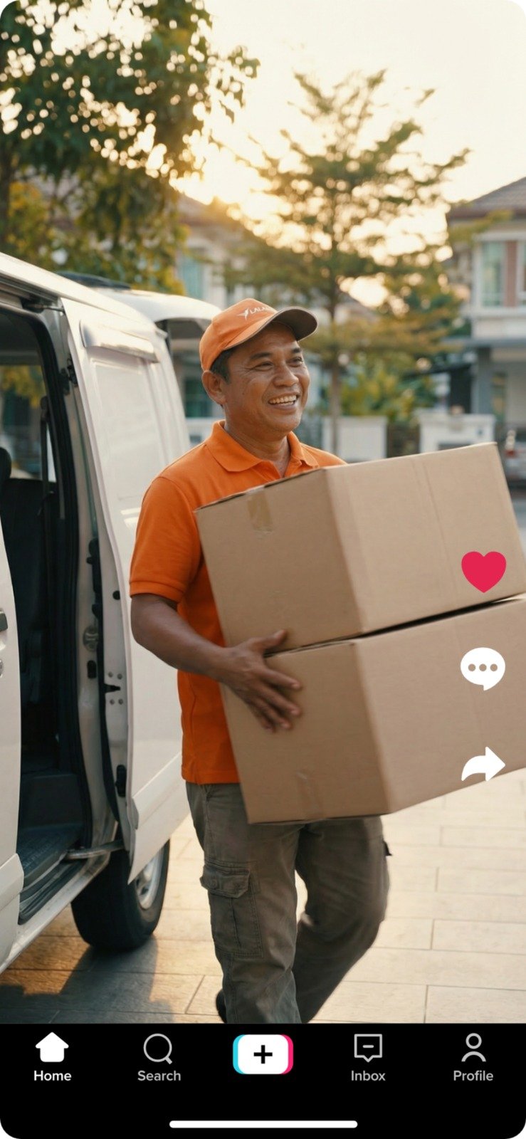 lalamove driver carrying boxes out of his van for tiktok