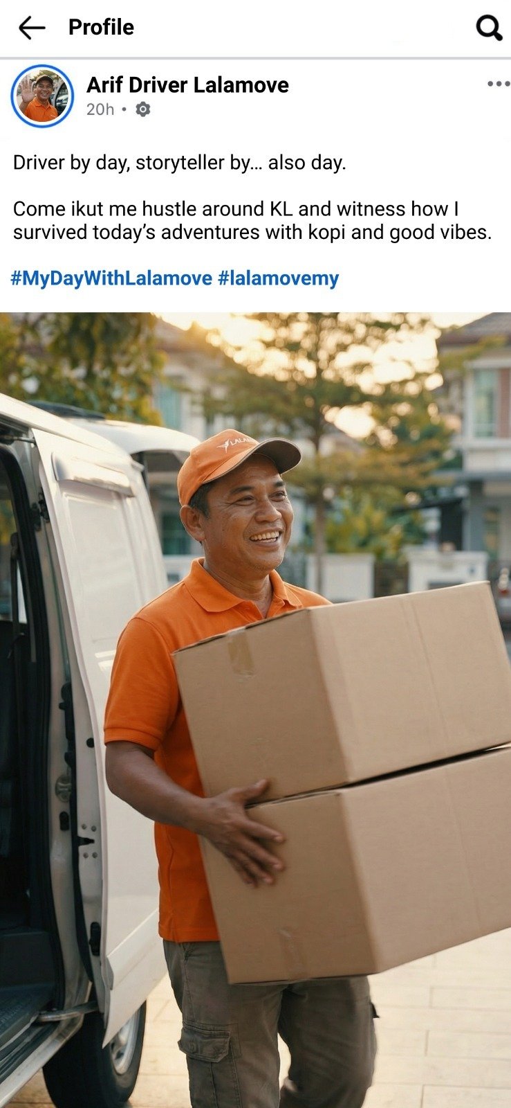 lalamove driver posting on facebook about my day with lalamove