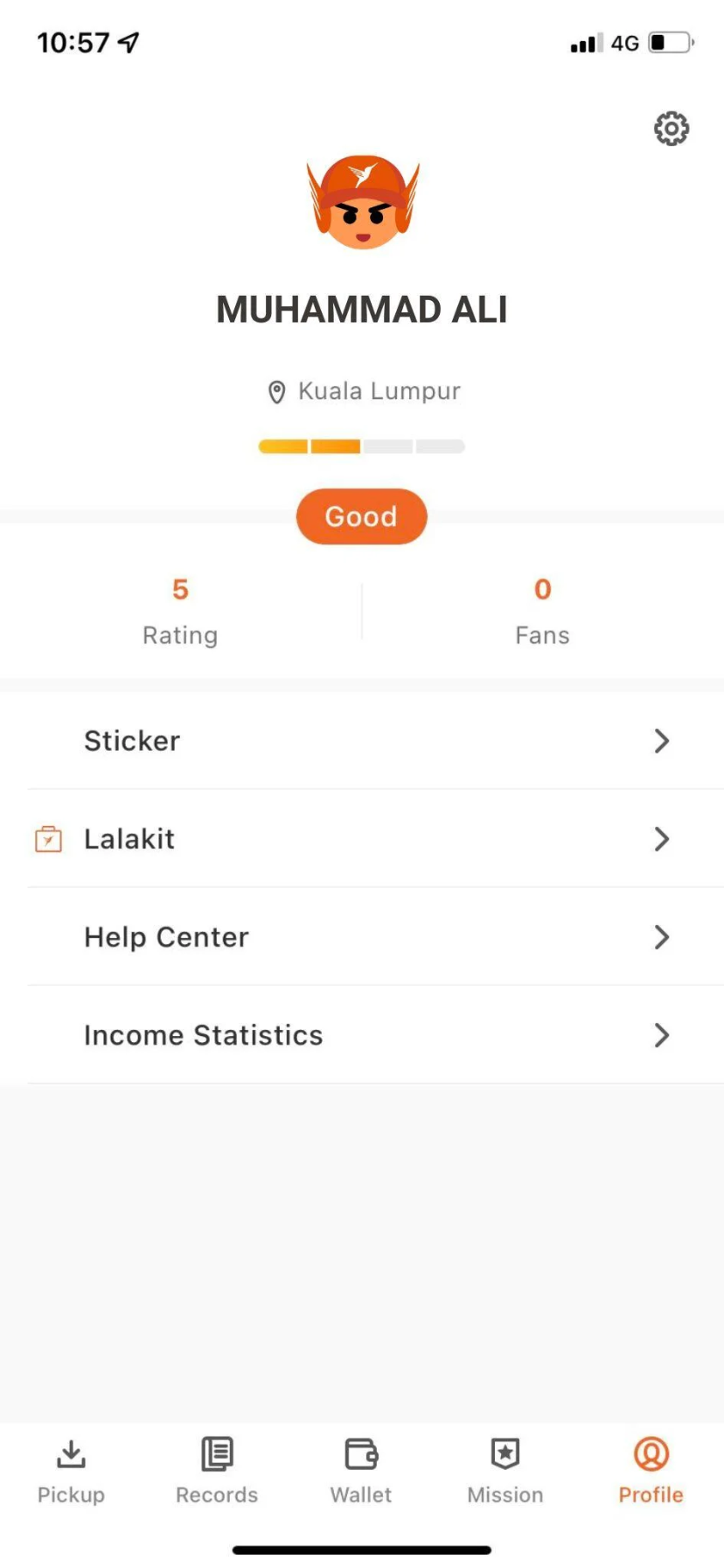 lalamove driver profile screenshot