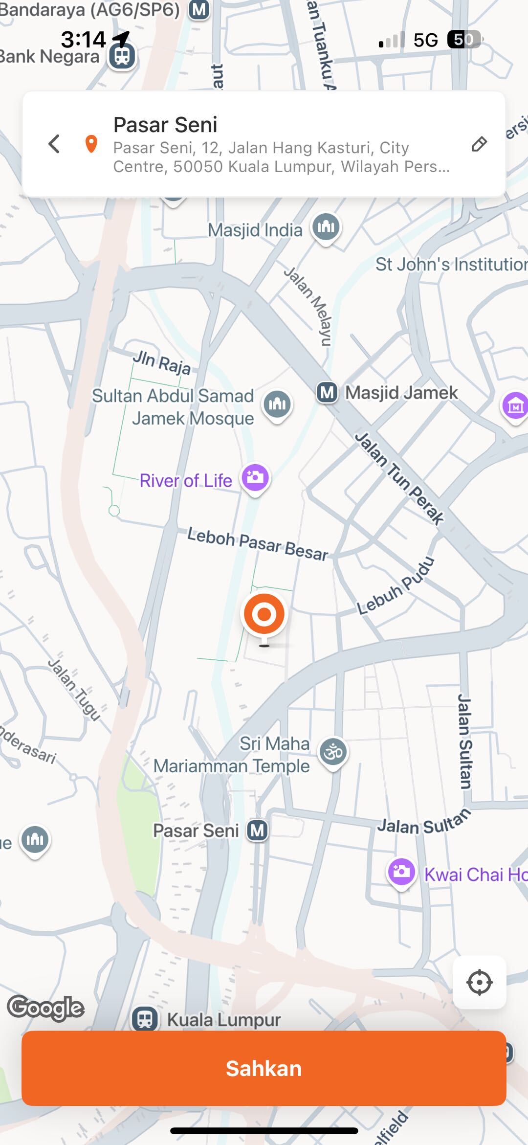 lalamove ride BM screenshot - confirm location page