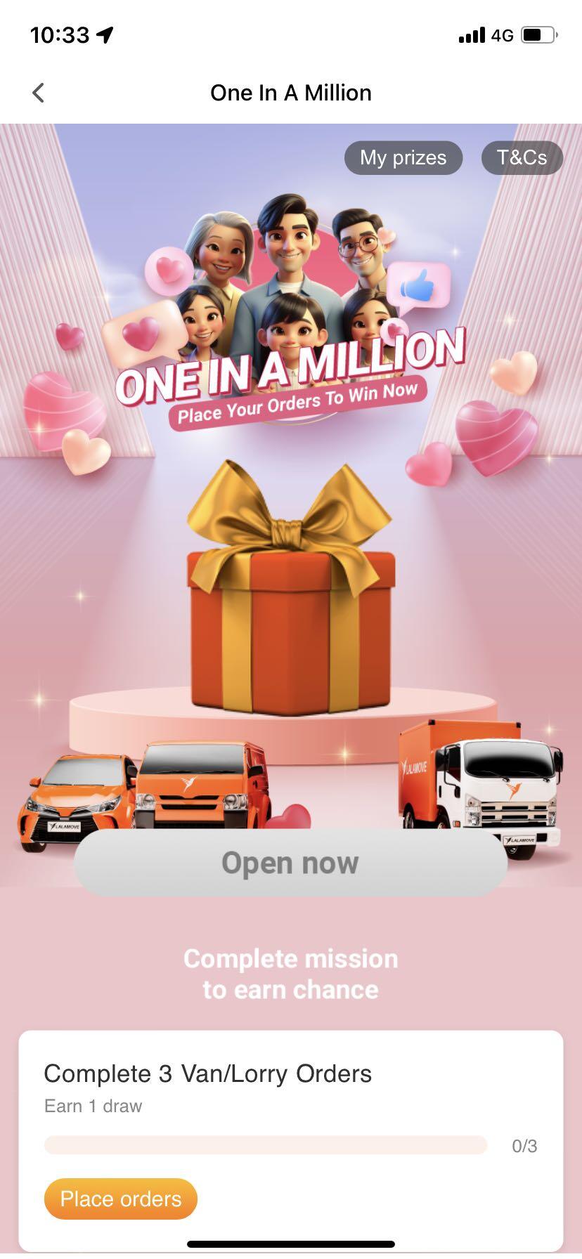 one in a million screenshot page in the lalamove app for mothers day