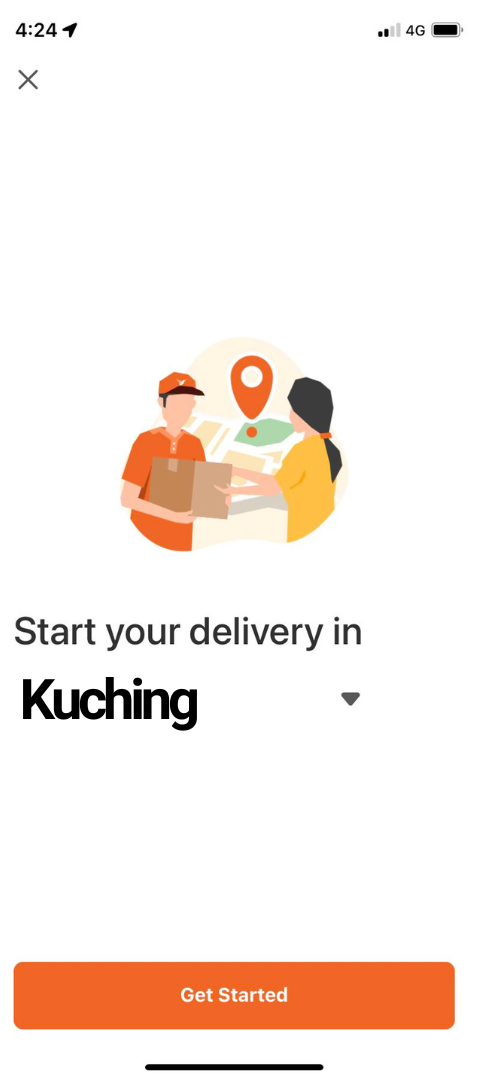 screenshot showing option to choose lalamove city as kuching (2)